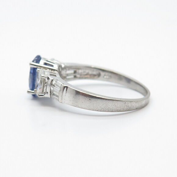 925 Sterling Silver White & Blue C Z Ring Size 8.75 - Picture 4 of 8